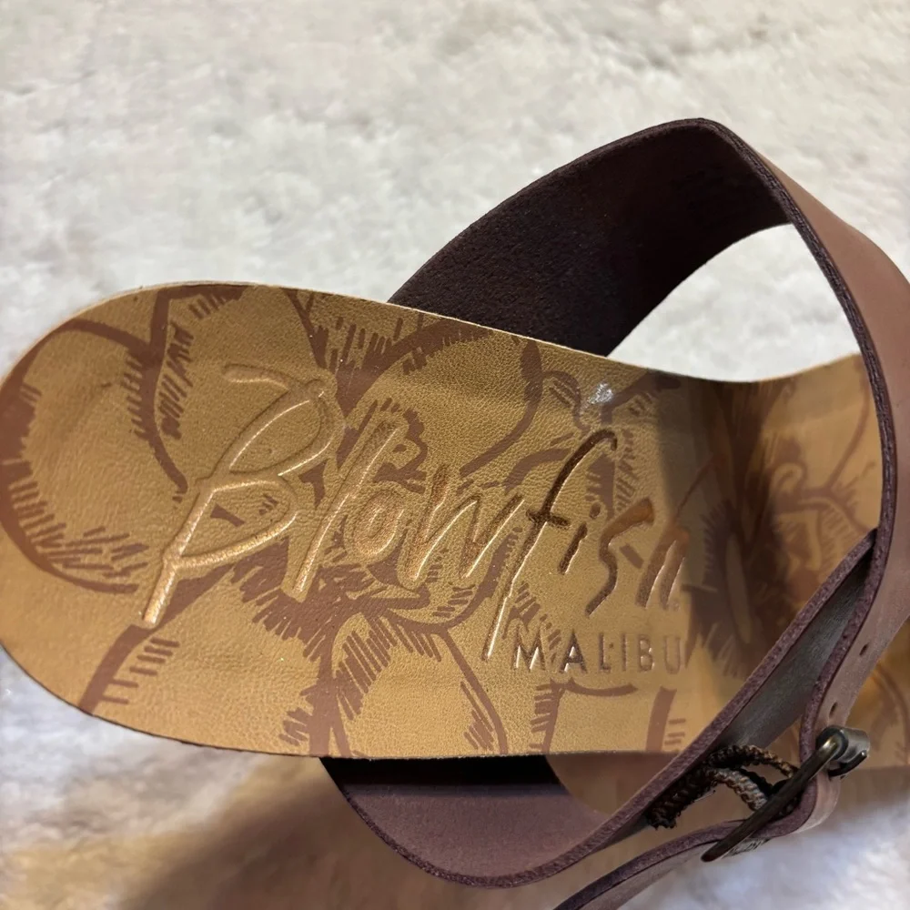 Blowfish Malibu Greco Thong Sandals Size 9 Brown Buckle Detail Braided T-Strap